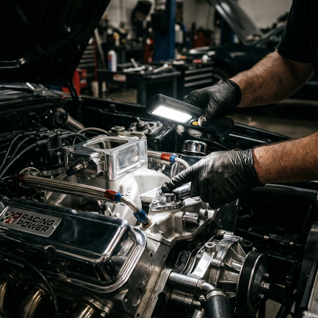 Inspeção técnica do motor em oficina Bardahl